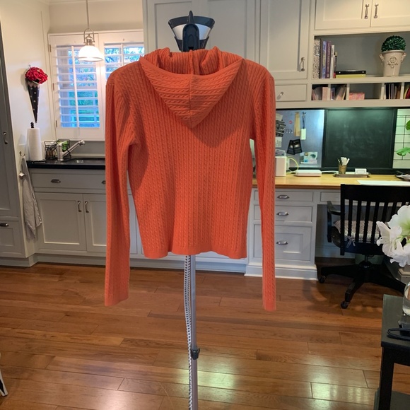 Allen Allen Zippered Cable Knit Hoodie with Pockets - Picture 3 of 5